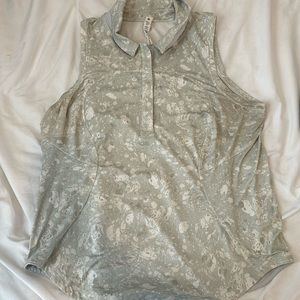 Lululemon Women’s Quick Dry Sleeveless Polo Shirt Camo Gray/White